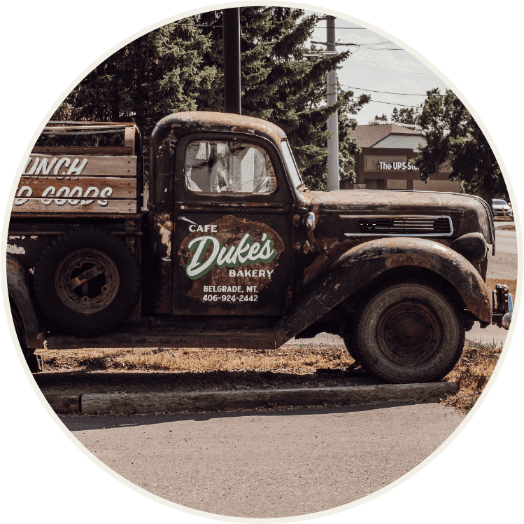 Duke's Cafe and Bakery iconic truck sign