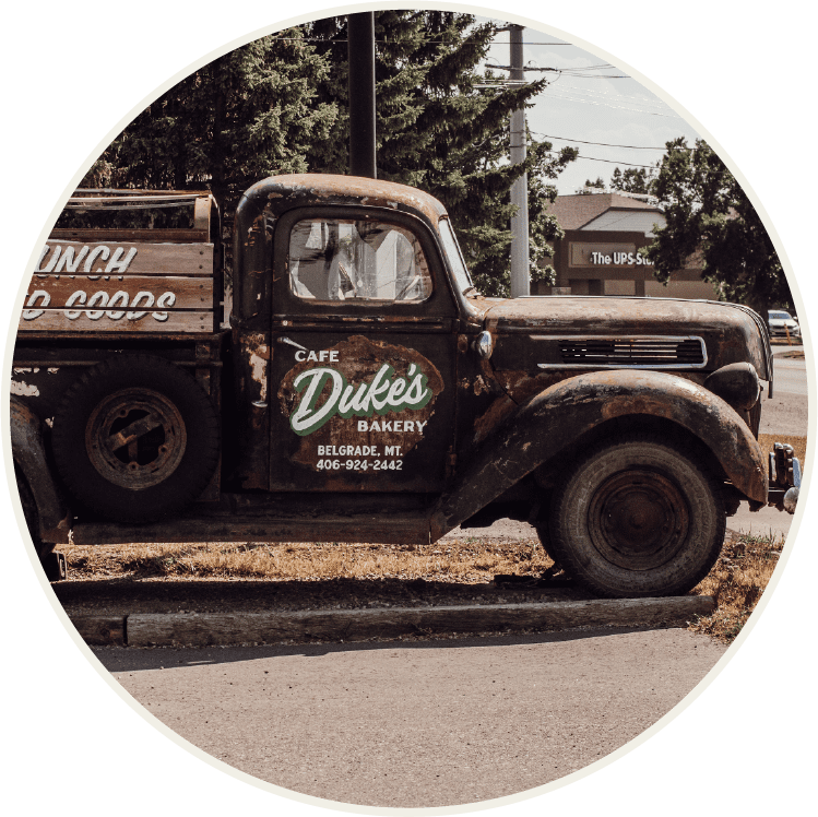 Duke's Cafe and Bakery iconic truck sign